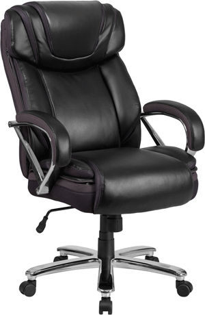 500lbs Rated Black Leather Executive Swivel Chair