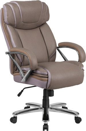 500lbs Rated Beige Leather Executive Swivel Chair