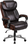 Bariatric Executive Chair with Adjustable Head Rest, Brown Leather